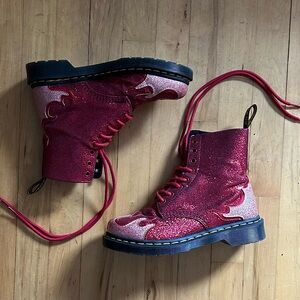 Dr. Martens 1460 Pascal Red Glitter Flame Boots